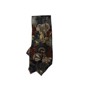 Mens Vintage Paulo Zimi Floral Animal Kingdom Tie Italy All Silk 56.5 Inches